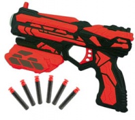 Мегабластер, в наборе с 6 мягкими снарядами, в открытой коробке от интернет-магазина Континент игрушек